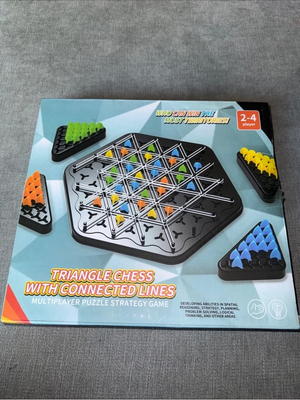 Triangle Chess Strategy Board Game - Multi-Color Hex Playset